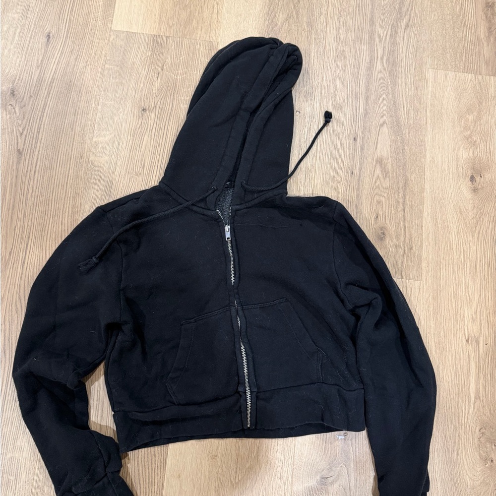 Brandy Melville Cropped Black Hoodie